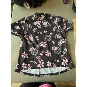 Canari Women's Cycling Top Hibiscus Pink And Black Size XL Shirt Sleeve